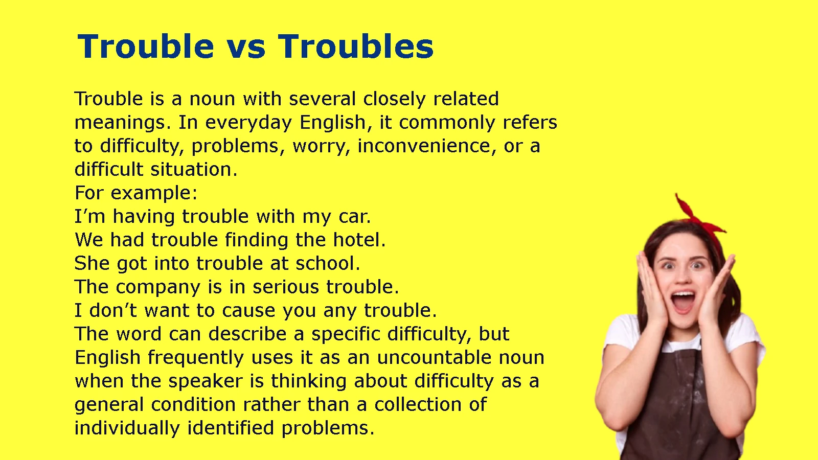 Trouble vs Troubles